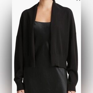 Vince 100% Cashmere Open Front Cardigan Black Minimalist Luxury Sweater Size S